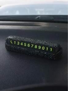 Upgraded Temporary Parking Sign/Phone Number Plate, Creative Car Mobile Card/Car Relocation Phone Number Plate, Retractable Car Decoration, Rhinestone Car Interior Decor - A - View 7