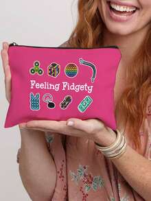 Themed Cosmetic & Accessory Storage Pouch - Designed For Fidget Spinners And Sensory Needs, Beige Storage Box, Suitable For Storing Small Tools, Supplies, Travel Essentials, Themed Design, Hand Washable, Suitable For Students And Professionals Make Up Bag - Multicolor - View 11