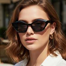 Unique Irregular Cat-Eye Versatile Retro  Minimalist Black Frame Polygonal Cat-Eye  High-End Niche Versatile - C2 - 豹紋鏡框,淺灰色鏡片 - 查看 5