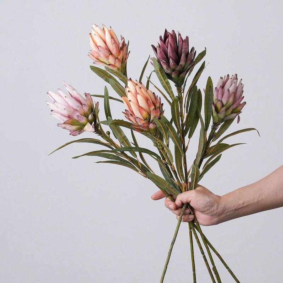 1pc 26" Artificial King Protea Flower, Suitable For Autumn And Thanksgiving Decor, Bohemian Wedding Centerpiece, Halloween Party And Rustic Home Decor, Realistic Artificial Flower/Lifelike Tropical Flower