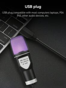 USB RGB Condenser Noise-Canceling Wired Gaming Microphone, Suitable For Podcast, Recording Studio, Live Streaming, Laptop, Desktop Computer - 查看 8