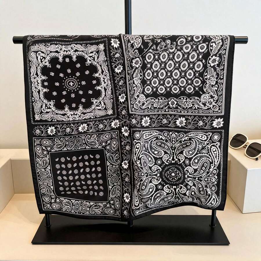 1件 70x70cm 巴斯克方巾 絲綢頭巾髮帶 多功能方巾 - 彩色 - 查看 1
