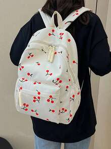 3-Piece Ins Style Backpack Set For College Students, Including Shoulder Bag, Pencil Case, Large Capacity Backpack, Versatile Casual Fashion Backpack With Decoration - Rose Gold - View 2