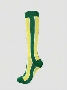 4/1 Vertical Striped Contrast Color Durable Micro-Compression Professional Sports Long Compression Socks, High Tube Socks Suitable For Running, Cycling, Fitness And Sports - Multicolor - View 15