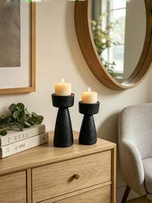 1pc Geometric Candle Holder, Modern Minimalist Design, Perfect For Home Tabletop Decor - Black - View 2