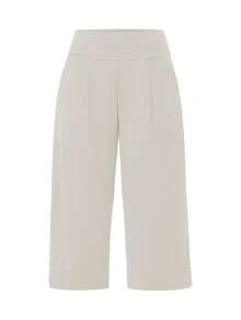 TimeOff Women's One Set Solid Color V-Neck Cropped Tank Top With Side Pockets And Pleated Waist Wide Leg Mid-Length Pants Sports Set - Apricot - View 7