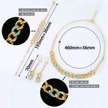 Dubai Zirkonia Wassertropfen Schmuckset 21k vergoldet Italienische Mode geometrische Halskette Armband Ohrringe Arabische Frauen Hochzeit Party Schmuck - Zirkonia-Set - Übersicht 17