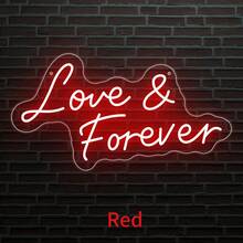 Letrero de Neón LED Love & Forever de 12 Colores, Luz de Neón Acrílica con Cita Romántica Ajustable, Lámpara Decorativa Colgante de Pared Alimentada por USB para Dormitorio, Boda, Fiesta, Aniversario, Bar, Cafetería, Decoración Ideal para el Dulce Hogar y Regalo de Festival para Amantes & Decoración Interior - Amor y para siempre - Ver 8