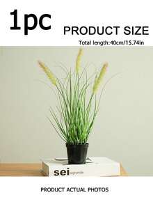 1 Potted Artificial Bristlegrass, Sunflower & Butterfly Grass Mini Plants With Black Pots. Plastic Faux Greenery For Home, Indoor Spaces, Office, Dining Table, Farmhouse Courtyard And Bathroom Decor. - Multicolor - View 16