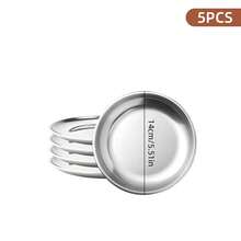Set Piring Makan Stainless Steel Tahan Lama 1/5/10 Buah, Piring Logam Anti Pecah yang Dapat Digunakan Kembali, Piring Saji yang Dapat Ditumpuk untuk Santapan Sehari-hari, BBQ, dan Aktivitas Luar Ruangan - Perak - View 16
