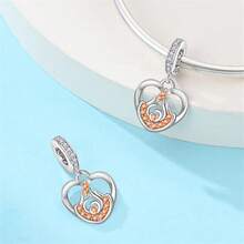 1 pièce pendentif en argent sterling S925 blanc phosphorescent, rose, aile, étoile, lune, ange, nœud, flèche, cœur, LOVE, compagnon, patte mignonne, pied, feu, énergie, convient pour bracelet original, collier, porte-clés, fabrication de pendentif DIY, cadeau pour femme, convient pour anniversaire, fête, cadeau de vacances - Rose bonbon - Voir 8