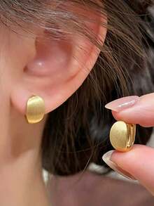 YUNCHUN 1 Pasang Anting Lingkaran Emas Minimalis, Perhiasan Jepit Telinga Gaya Perjalanan Sehari-hari, Aksesori Telinga - Emas - View 1