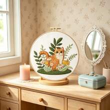 2 Styles Cute Daisy Cat Handmade Embroidery DIY Material Kit, Beginner-Friendly Healing Craft Decor - Multicolor - View 8