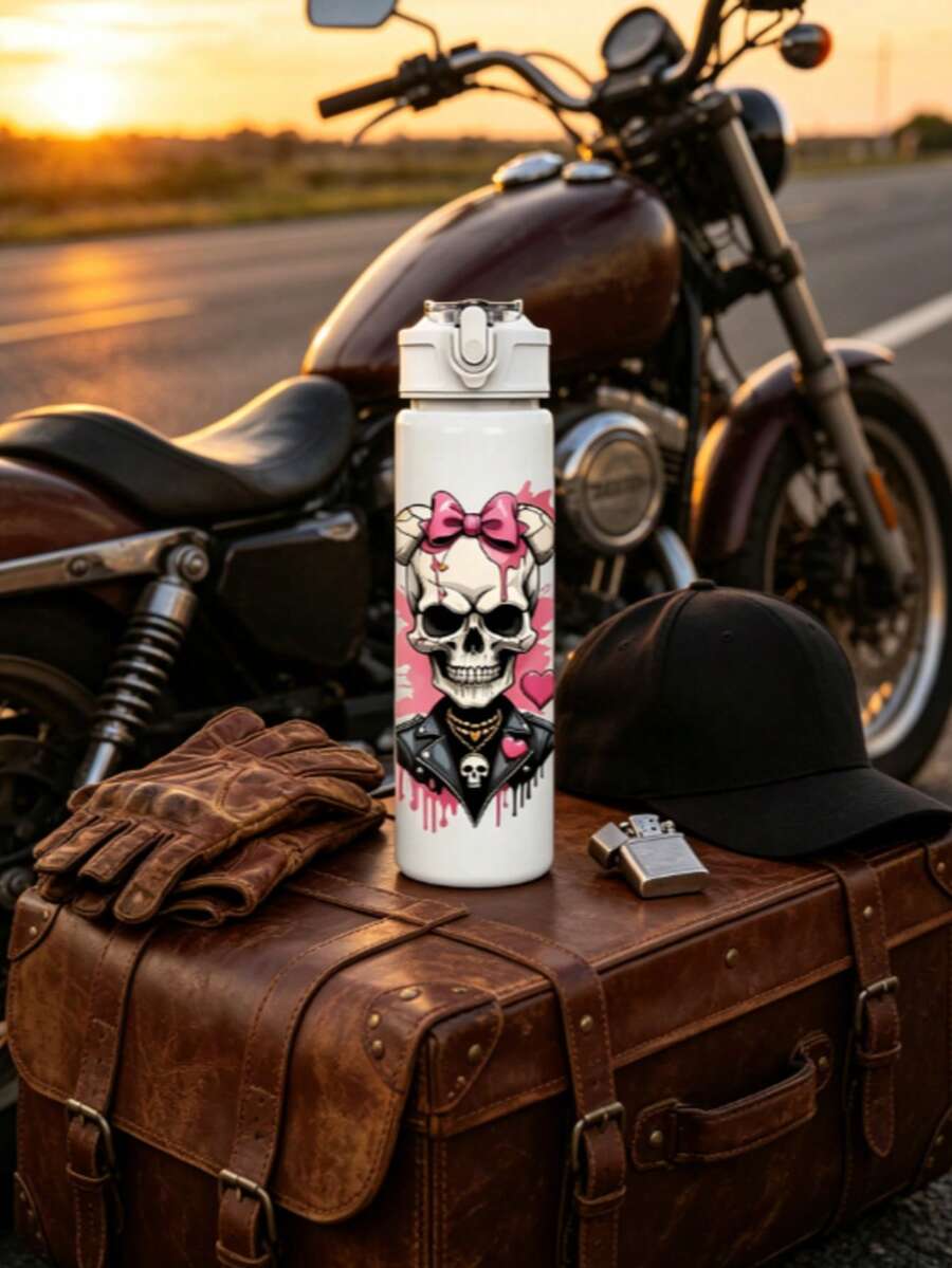 1件/5件 750ml/26oz 塑膠運動水壺,深色海盜骷髏章魚錨圖案,防漏彈蓋,酷圖案水杯,適合跑步、健身、騎單車、徒步,節日與生日的絕佳禮物,適用於冰咖啡、果汁、燕麥奶,適合愛拍照的姐妹、好友、夏季使用,男友/女友生日禮物、學生、節日禮物、情侶杯 - 彩色 - 查看 1