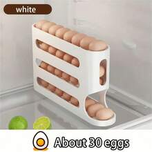 4-Layer Large Capacity Egg Storage Box, Suitable For Refrigerator Door, PP Material, Space-Saving, Keeps Eggs Fresh, Kitchen Essential - White - View 1