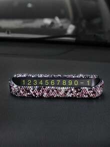 Upgraded Temporary Parking Sign/Phone Number Plate, Creative Car Mobile Card/Car Relocation Phone Number Plate, Retractable Car Decoration, Rhinestone Car Interior Decor - A - View 5