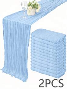 Bohemian Style Polyester Table Runner, Pleated Design, Solid Color Tablecloth, Holiday Table Decor Fabric Flag, Home Decor, Dining Table Decor, Room Decor, Wedding Decor - Multicolor - View 48