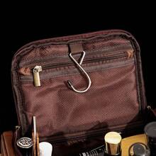 1pc Personalized Men's Leather Toiletry Bag, Customizable Name, Waterproof Shaving Bag, Hanging Cosmetic Bag, Perfect Gift For Groomsmen And Father's Day - Multicolor - View 4