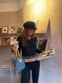 Spring/Autumn New Style College Style Color Block Striped Patchwork Button Hooded Long Sleeve Women's T-Shirt - Black - View 2