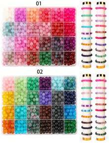 360pcs 8mm 24-Color Round Glass Beads, DIY Bracelet Making Kit, Jewelry Handmade Materials, Birthday Holiday Gift - A - View 8
