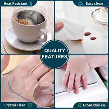Multisize Clear PVC Table Cover Protector Water Resistant Plastic Rectangular Vinyl Non-Slip Desk Pad For Coffee Table/Writing Desk - Transparent - View 7