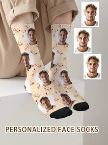 1 Pair Customized Face Pattern Socks, Personalized Photo Socks, Custom Printed Socks, Funny Personalized Face Socks, Custom Pattern Socks, Print Any Face Pattern On Socks, Anniversary Gift, Valentine's Day Gift, Unique Birthday Gift, Personalized Keepsake - Multicolor - View 11