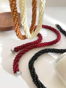 Monlansher New Women's Beaded Magnetic Clasp Fashion Choker Necklace, Personalized Casual Versatile Daily Wear - N0508 - Beaded Design - View 2