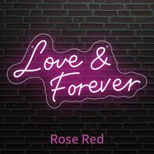 Letrero de Neón LED Love & Forever de 12 Colores, Luz de Neón Acrílica con Cita Romántica Ajustable, Lámpara Decorativa Colgante de Pared Alimentada por USB para Dormitorio, Boda, Fiesta, Aniversario, Bar, Cafetería, Decoración Ideal para el Dulce Hogar y Regalo de Festival para Amantes & Decoración Interior - Amor y para siempre - Ver 9