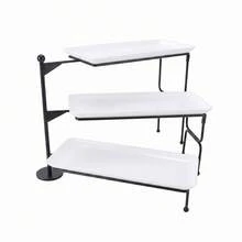 Bandeja giratoria de 3 niveles de gran tamaño, soporte de metal plegable y giratorio con bandejas de plástico blanco de múltiples capas, adecuado para exhibición de frutas y postres, exhibición de bodas y fiestas de cumpleaños - Multicolor - Ver 15