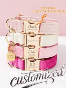 Pink Personalized Dog Collar, Puppy Collar For Wedding Gift, Luxury Pet Collar For Small And Medium Dogs, Soft Dog Collar Gift - Multicolor - View 10