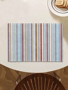 1pc American Vintage Striped Pattern Printed Linen Table Runner, Placemat, Suitable For Holiday, Party, Birthday, Dinner, Kitchen Dining Table Decoration, Shoe Cabinet Storage Cabinet Cover, All Season Room Decor, Home Textile Decoration Table Runner Placemat - Multicolor - View 6
