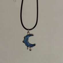 Sun Moon Star Women's Pendant Necklace Black Leather Cord Jewelry - Multicolor - View 7