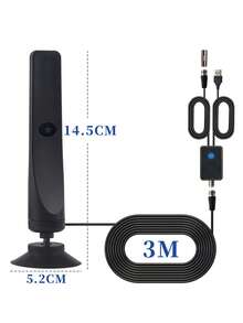 YAIUZGOO 智慧電視室內天線 便攜式 4K&1080P 天線放大器 信號增強器 即插即用電視天線 無需安裝 免除電纜費 免費收看豐富高清頻道 支援 4K 1080p VHF UHF 直播與衛星接收 - 鋼琴黑 - 查看 8