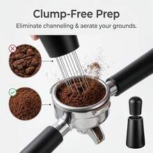 5pcs 51/53/58mm Espresso Accessories Set: Espresso Tamper, WDT Tool, Coffee Distributor, Puck Screen And Dosing Funnel, Suitable For 51mm Coffee Machine And Portafilter - Black - View 4