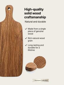 Long Handle Kitchen Cutting Board, Thick Kitchen Utensil, Solid Wood Material, Table Decoration Board, Home Kitchen Tray, Rustic Style Kitchenware, Suitable For Kitchen, Dining Room, Camping, RV, Essential For Camping And RV Travel - Wood Color - View 4