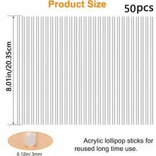 50/100pcs Acrylic Lollipop Sticks, Multi-Functional For Cake Baking, Candy & Dessert, Garden Plant Potting Support, Suitable For Wedding, Halloween, Christmas, Birthday Party - Transparent - View 10