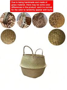 1pc Handmade Bamboo Oval Woven Basket, Multi-Purpose Decorative Vase, Suitable For Living Room, Plant Stand, Home Decor And Storage, Not Waterproof, Box, Cabinet, Outdoor Storage Rack - Woven Basket - View 10