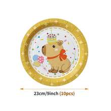 55/25/10件組 卡通水豚生日主題一次性餐具套裝，完整套裝包含紙盤、紙杯、餐巾紙，柔和粉嫩色調可愛設計，適合兒童周歲生日派對、寶寶生日派對、療癒動物主題聚會，氛圍感餐桌派對裝飾用品 - 款式1 - 查看 8