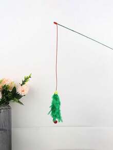 Cat Toy Red & Green Christmas Tree Teaser Wand With Bell, Interactive Pet Toy With Colorful Feathers, Indoor Cat Exercise Toy, No Battery Required, Suitable For All Seasons, Pet Supplies, Cat Entertainment Product, Universal For All Stages - View 8