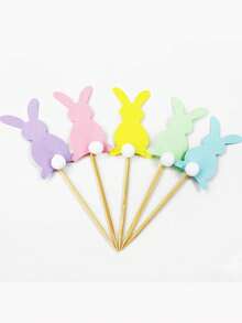 5/10pcs Easter Cake Decorations, Creative Colorful Rabbit Cake Toppers, Easter Theme Party Decor Supplies, Cupcake Decorations, Cake Dessert Toppers, Easter Decorations, Holiday Party Decor - Multicolor - View 6