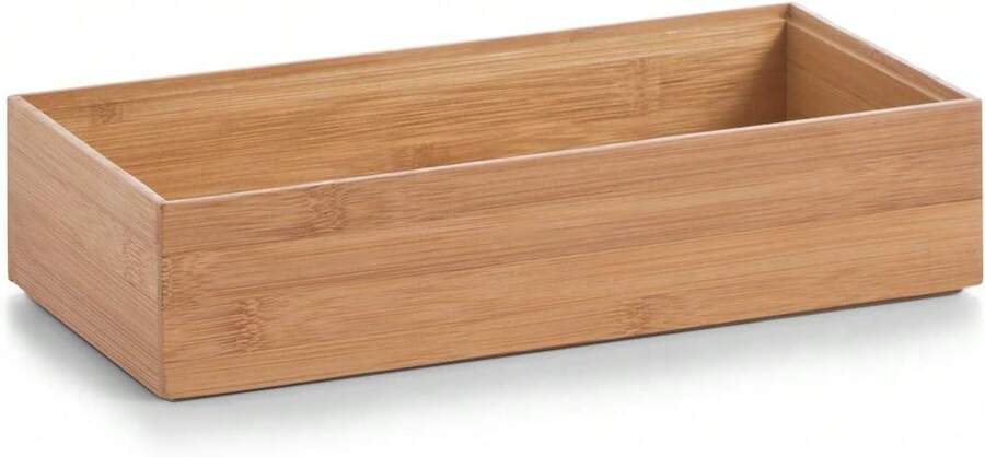 Organizador de cajones rectangular de bambú, una caja de madera multiusos ideal para organizar armarios, encimeras, baños, cocinas y escritorios. Dimensiones: 30 x 15 x 7 cm. - Ver 1