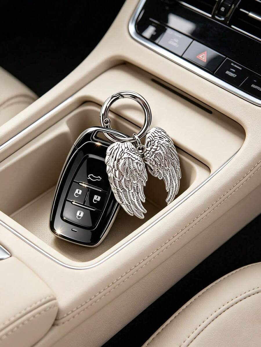 1pc Angel Wing Shaped Car Decorative Keychain, Suitable For Car Key Decoration And Bag Decoration - Wings Keychain - View 1