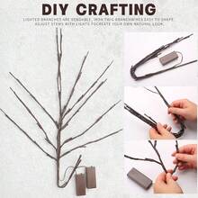 2pcs Simulated Branch Shaped LED Lights, Battery Powered, Artificial Small Branch Decorative Lights For Vase, Cold Color Decorative Lights, Room Bedside Lamp, Romantic Home Decor - Twig Lights - 查看 6