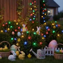 Luces de Hada de Flor de Cerezo Multicolor Alimentadas por Energía Solar, 20/50/100 piezas Luces de Cadena de Flores LED, 8 Modos de Parpadeo Ajustables, Decoración Impermeable para Interior/Exterior Patio Jardín, Regalo Perfecto para Boda Día de San Valentín Día de la Madre Navidad - Luces coloridas de flores de cerezo - Ver 4