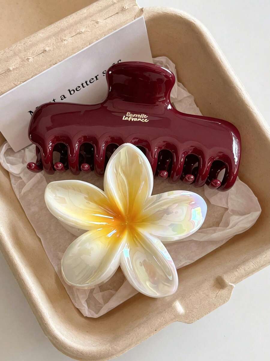 2 Stücke/1 Stück Stücke/ Damen 8,1 Stück cm/3,19 Zoll rote Buchstaben quadratische weiße Plumeria-Form PC-Material leichte Kunststoff Haarklammer Mode vielseitig hochwertig elegant minimalistisch einfarbig Haarklammer Badezimmer Haarzubehör geeignet für tägliche Ausflüge lässige Partys Pendeln Strandurlaub Haarstyling Pferdeschwanz Haargummi Haarknoten Gesicht waschen Baden Make-up Outfit-Matching Haarzubehör Haarklammer (Buchstaben sind einseitig und haben keine Bedeutung) - Verschiedenfarbig - Übersicht 1