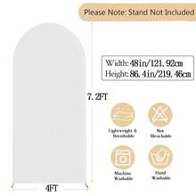 2 Pcs White Arch Backdrop Fabric, 4ft, 5ft, 6ft, 6.6ft, 7.2ftft Solid Color Stretch Arch Backdrop Cover Bohemian Style For Birthday Parties, Wedding Decorations,Indoor And Outdoor Scene Arch Stand Decor,Photography Background Decoration - White - View 9