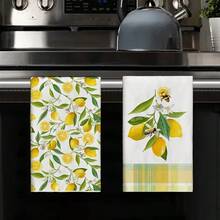 1/2/100pcs Luxury Kitchen Towels, Lemon & Bee Pattern Design, Multiple Sizes Available, Machine Washable, Heat Resistant, Highly Absorbent And Easy To Clean, Suitable For Party Decor, Coffee Table And Home Decoration - Multicolor - View 3