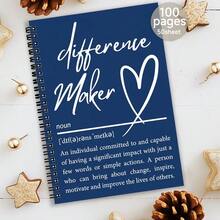 1pc Spiral Notebook Journal, Diary - Humorous Notebook, Great Present For Him/Her, Ideal Gift For Friends - Heart Design Journal For Making A Difference - J - View 4