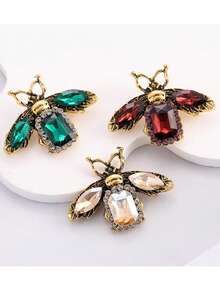 1pc New Rhinestone Brooch Cute Creative Bee Anti-Exposure Corsage Personalized Colorful Pin Suit Clothing Accessory - Bee Anti-exposure Corsage - View 1