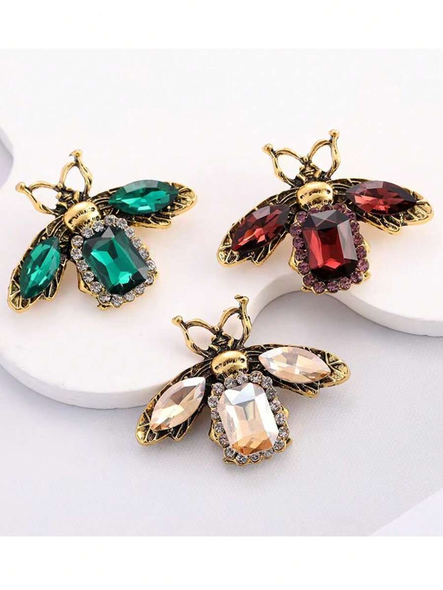 1pc New Rhinestone Brooch Cute Creative Bee Anti-Exposure Corsage Personalized Colorful Pin Suit Clothing Accessory - Bee Anti-exposure Corsage - View 1